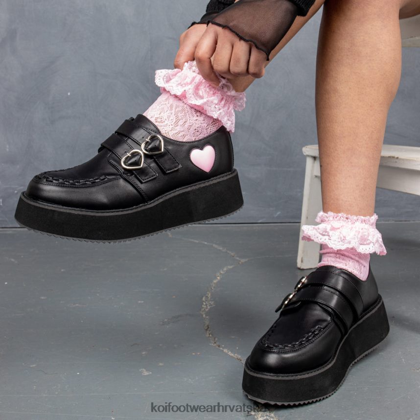 cipela | BN248454 KOI footwear žene pothos ružičaste cipele s valovitom platformom u obliku srca crno