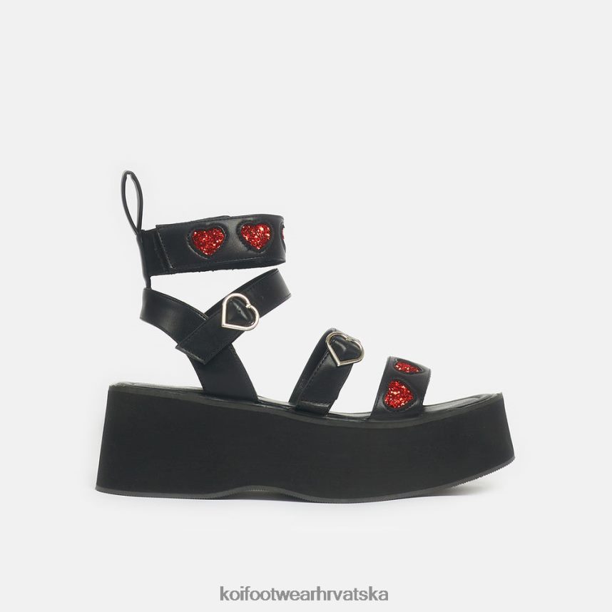 sandala | BN2484147 KOI footwear žene rogue lovergirl sandale ravnog oblika u obliku srca crno