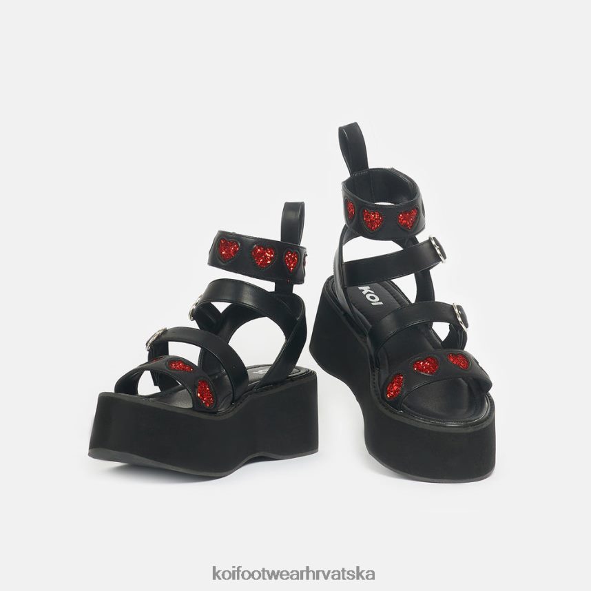 sandala | BN2484147 KOI footwear žene rogue lovergirl sandale ravnog oblika u obliku srca crno