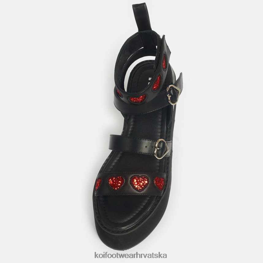 sandala | BN2484147 KOI footwear žene rogue lovergirl sandale ravnog oblika u obliku srca crno