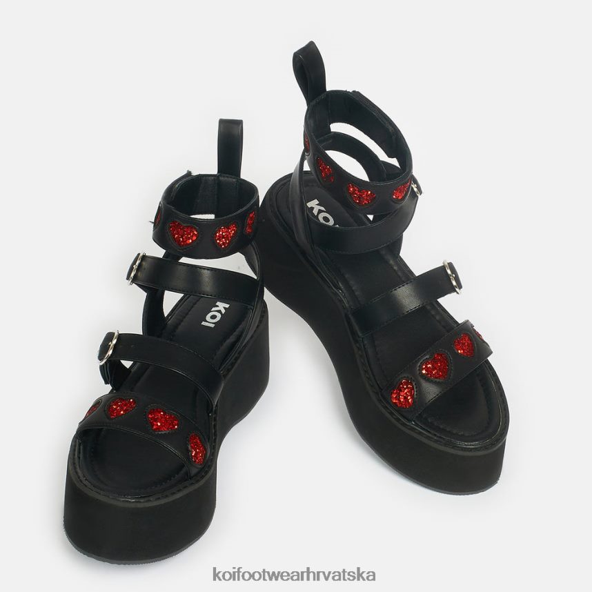 sandala | BN2484147 KOI footwear žene rogue lovergirl sandale ravnog oblika u obliku srca crno